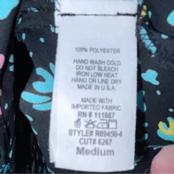 Rokoko Peplum Top Black Floral Button Up Size Medium Boho Long Sleeve Colorful - Picture 5 of 6